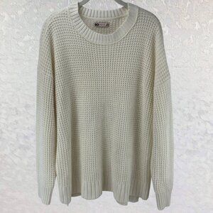 SO Goods For Life Boho Cozy Open-Knit Cream Pullover Crewneck Sweater Size XXL